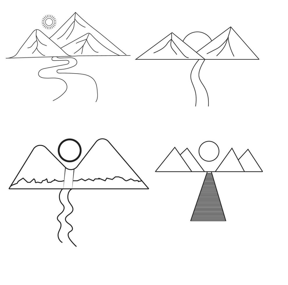 set of camping logo line art simple minimalist vector illustration template icon graphic design