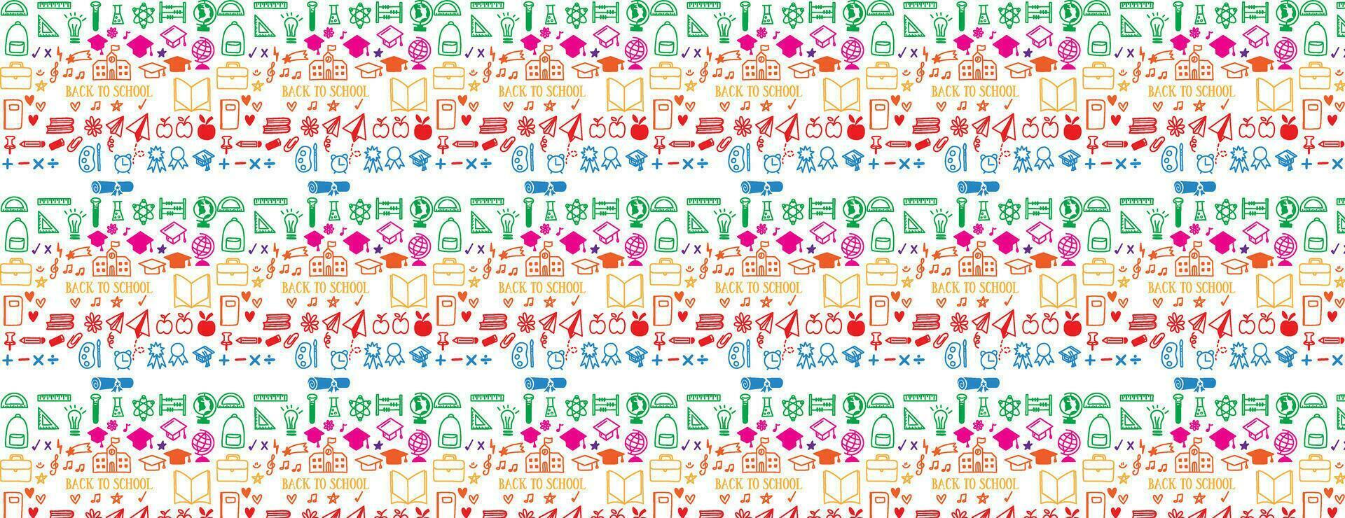 School background. Seamless pattern with doodles. Vector