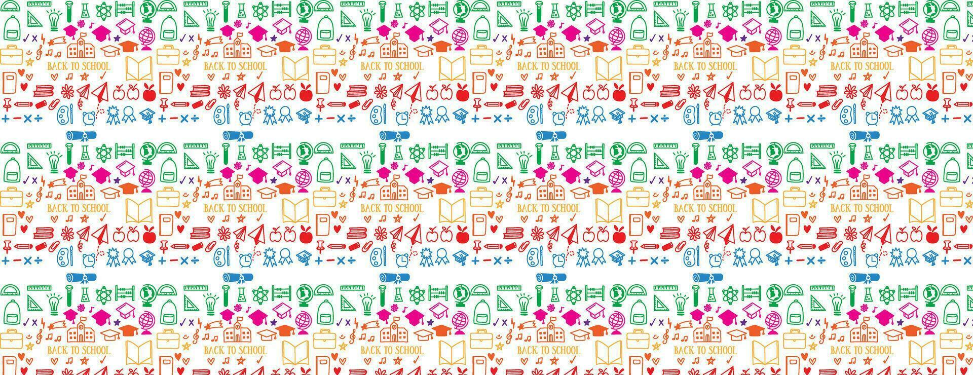 School background. Seamless pattern with doodles. Vector