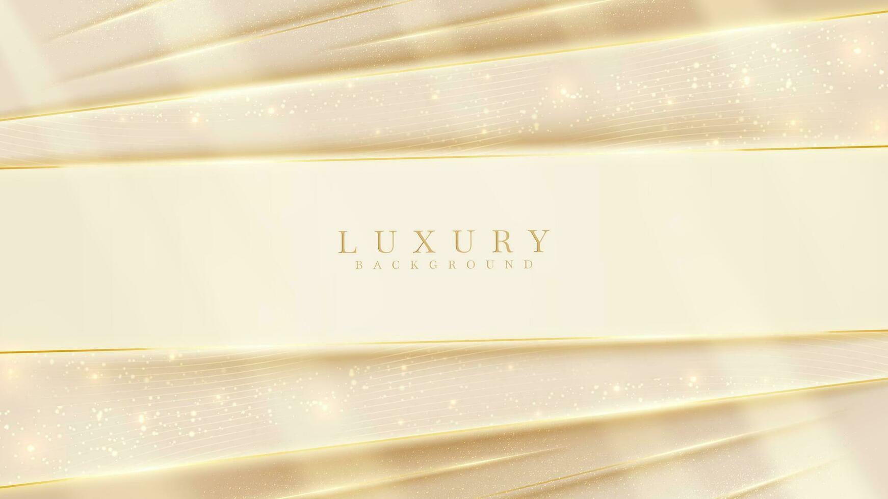 Golden lines luxury on cream color background. elegant realistic paper cut style 3d. Vector illustration about soft and beautiful feeling.
