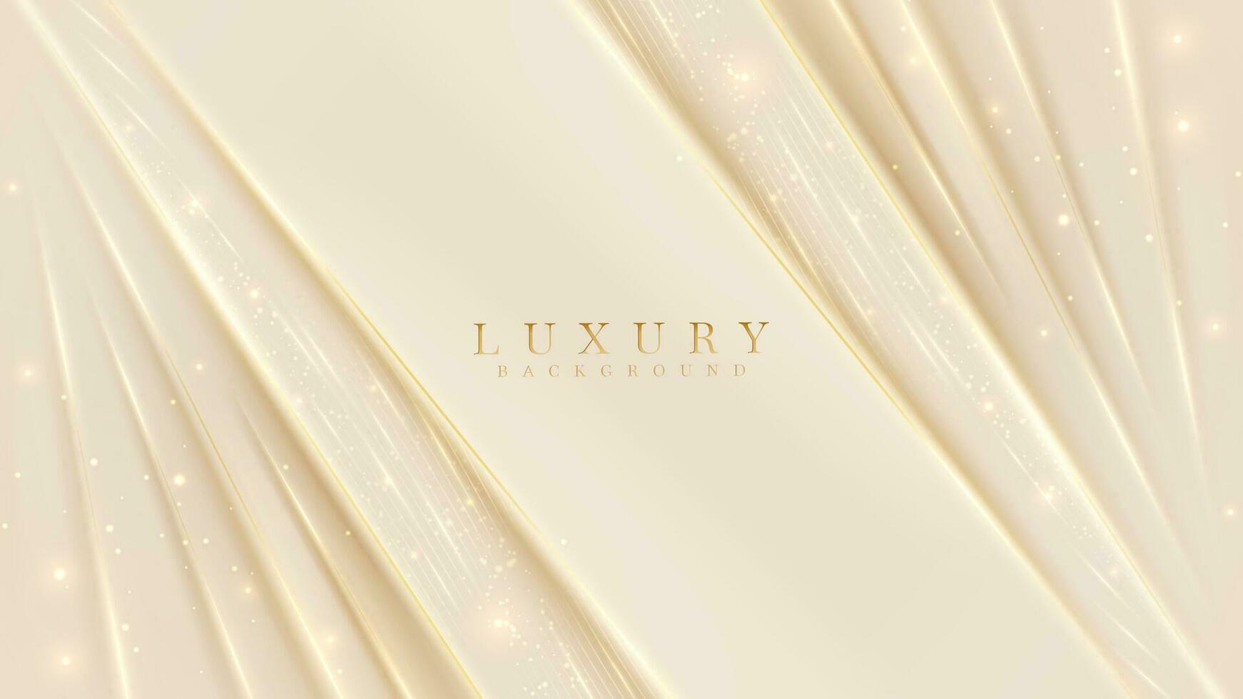 Golden lines luxury on cream color background. elegant realistic paper cut style 3d. Vector illustration about soft and beautiful feeling.
