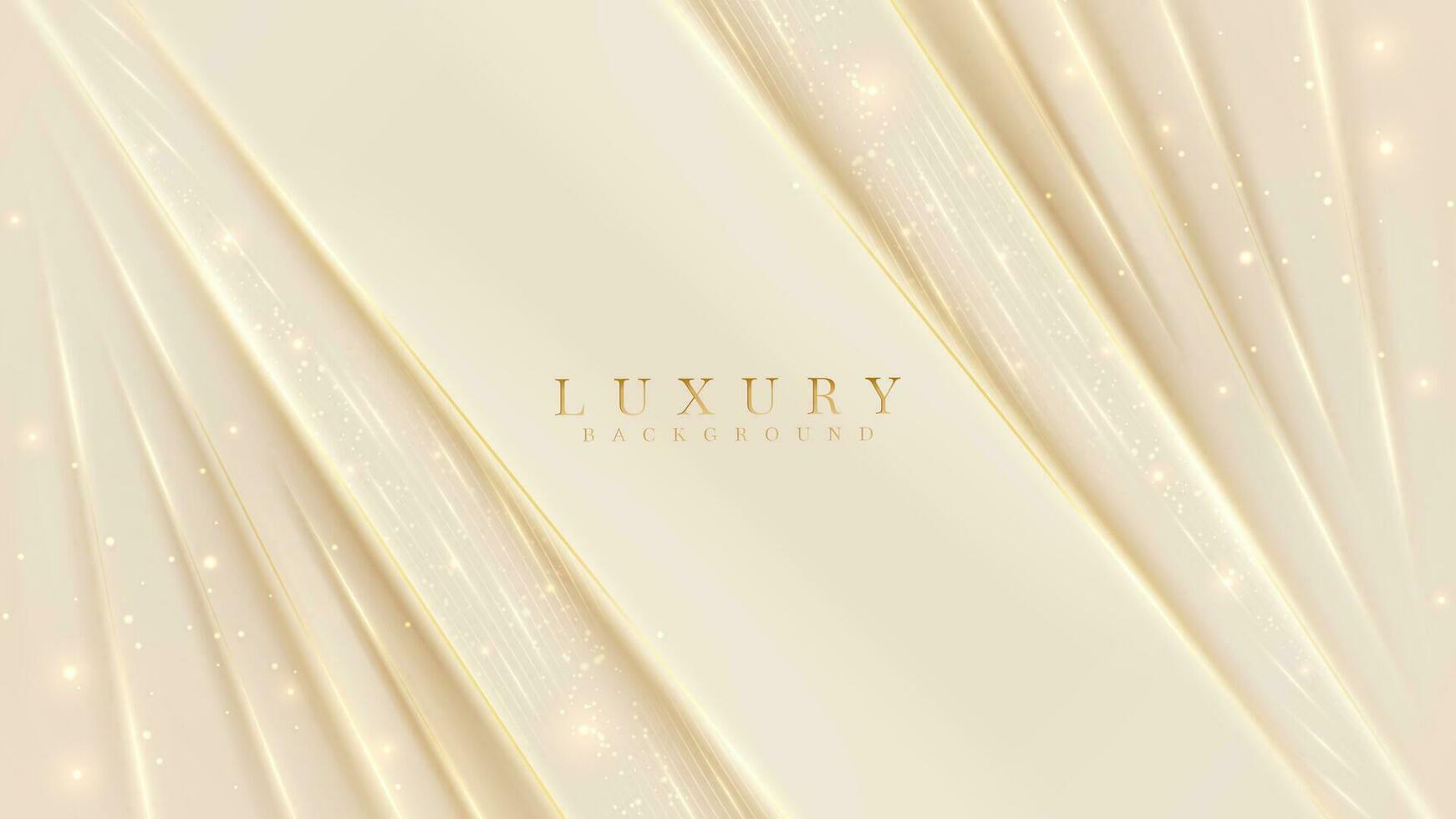 Golden lines luxury on cream color background. elegant realistic paper cut style 3d. Vector illustration about soft and beautiful feeling.