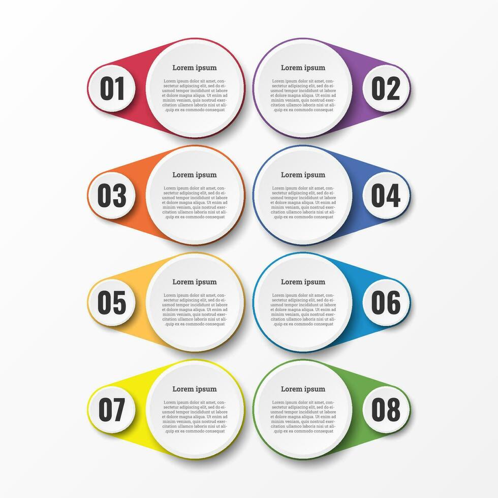Infographic used for detailed reports of all 8 topics. vector