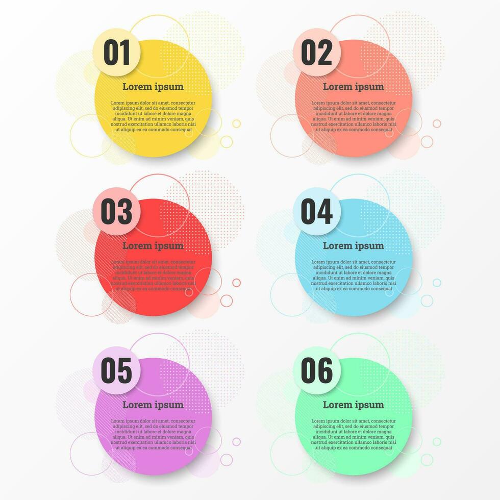 Infographic used for detailed reports of all 6 topics. vector