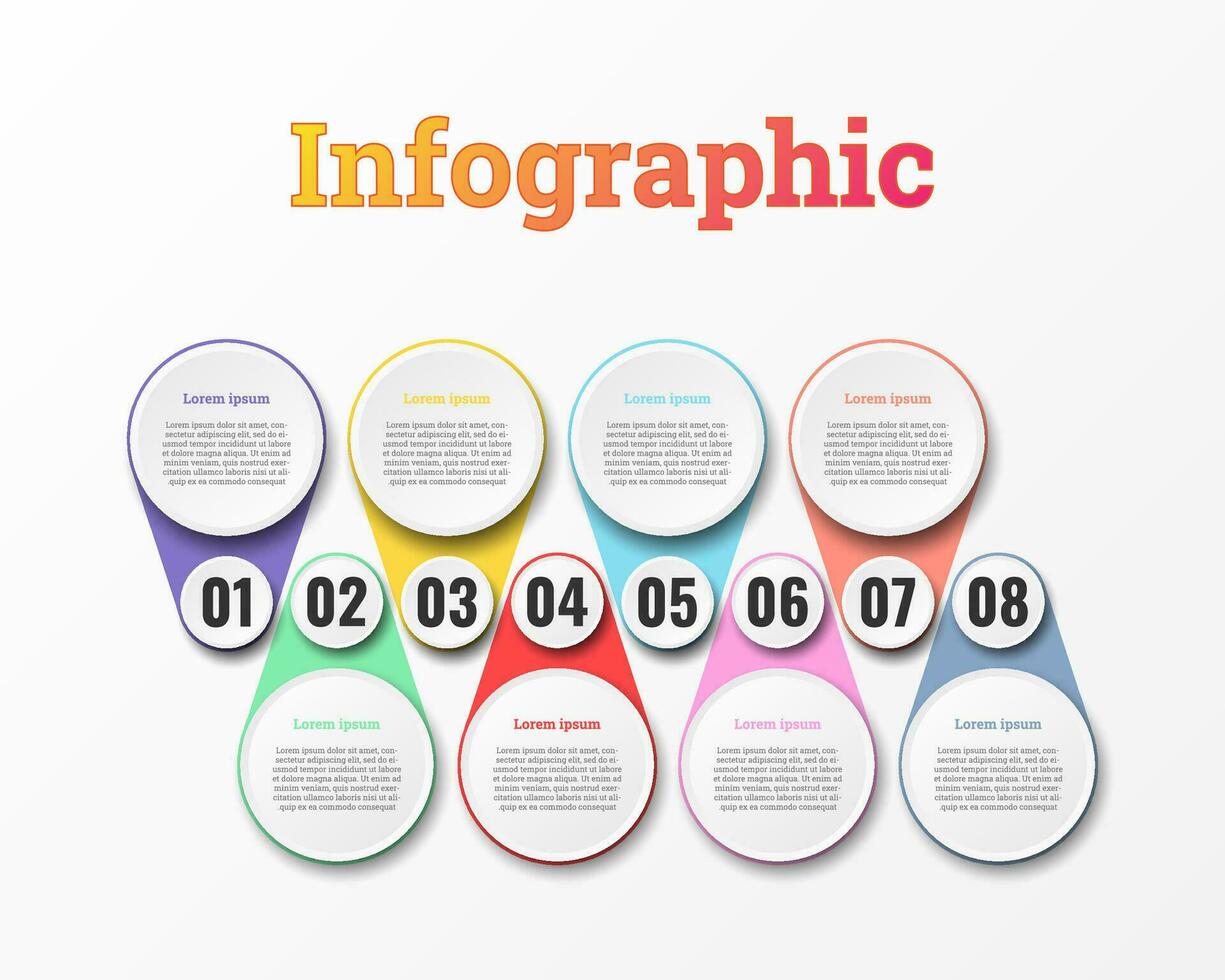 Infographic used for detailed reports of all 8 topics. vector