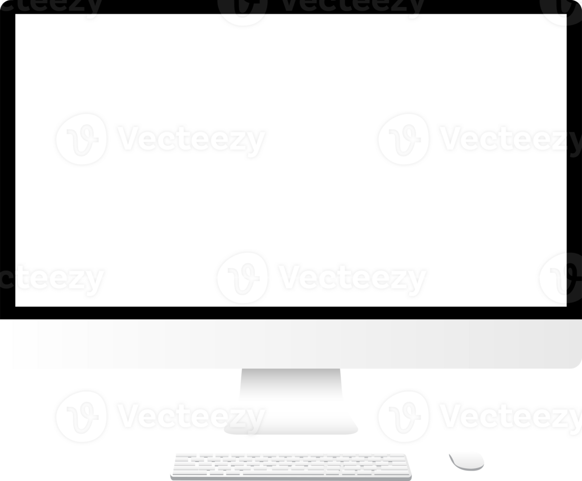 Desktop computer. Screen device mockup blank monitor.3d white screen. Isolated illustration. png