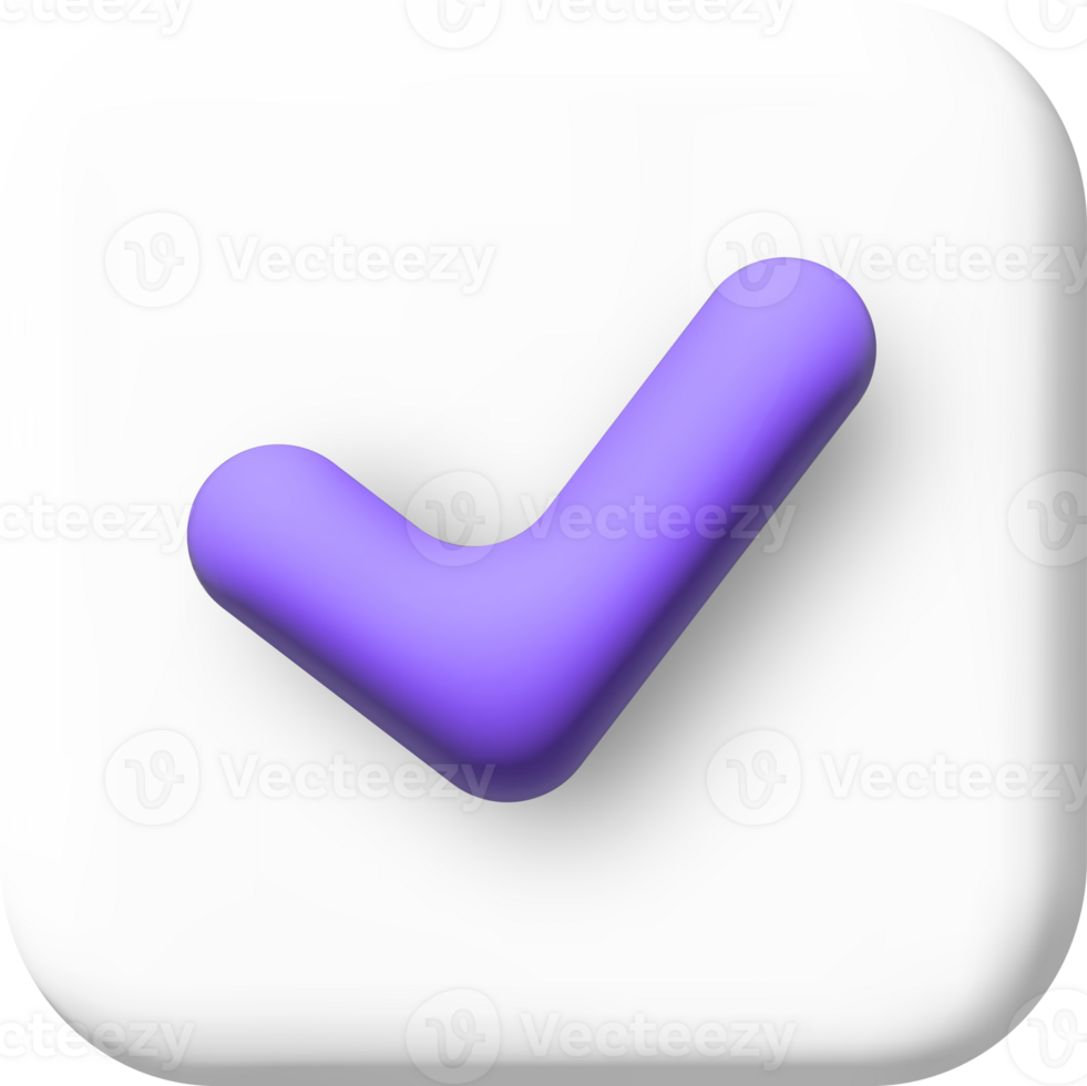 Check mark confirmation and approval icon. 3d illustration. png