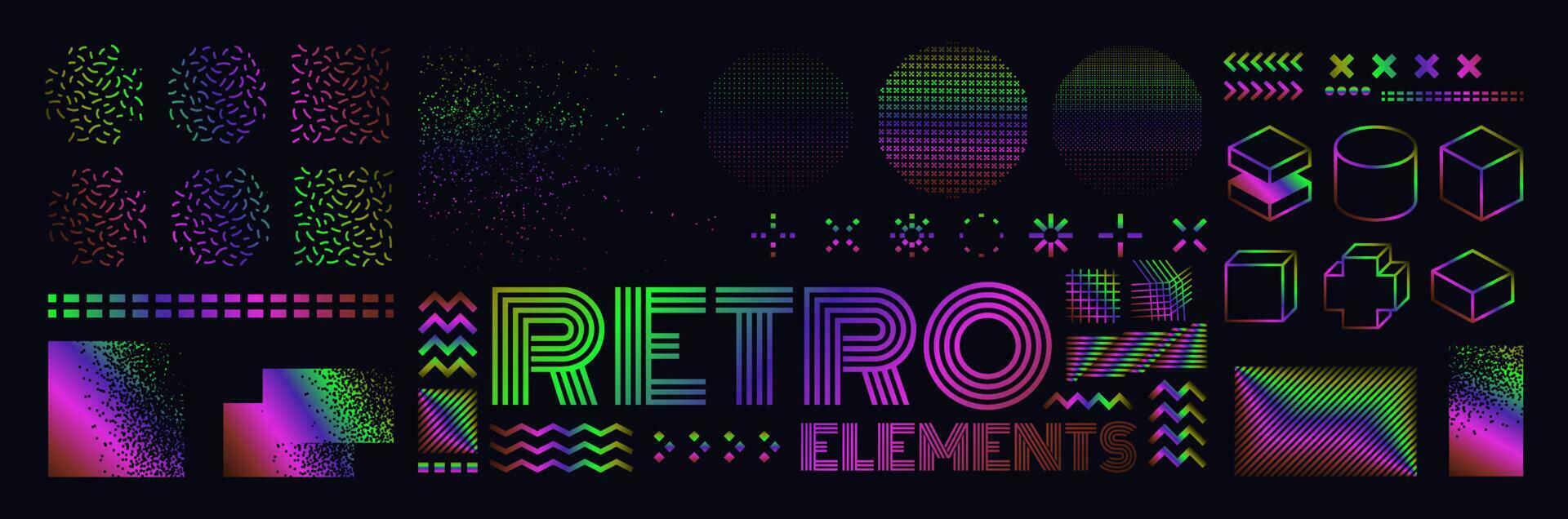 vector Memphis design elements. Retro graphics set , 80s design trends and vintage geometric element illustration. Collection of vector isolated memphis symbols