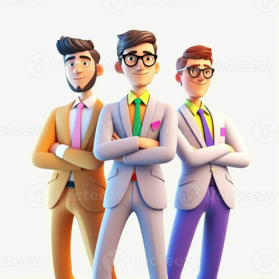 team of young businessmen. 3d illustration. 3d rendering. teamwork.ai generation photo