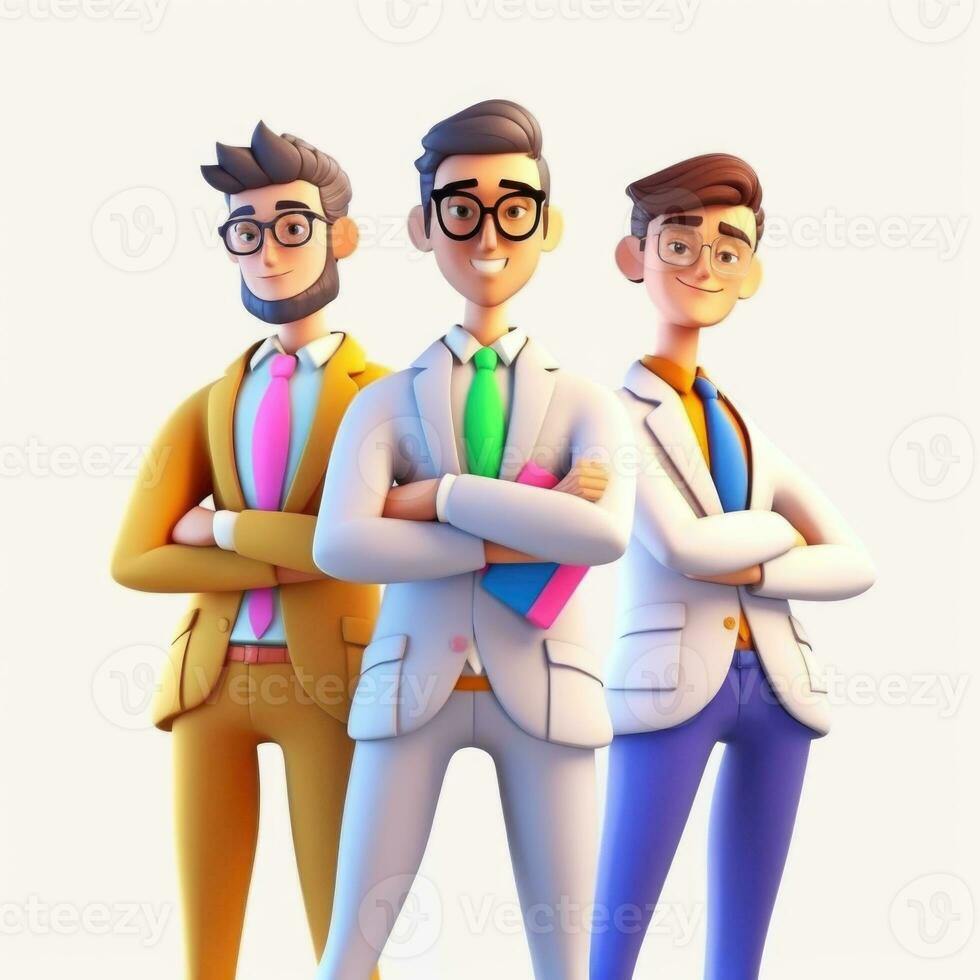 team of young businessmen. 3d illustration. 3d rendering. teamwork.ai generation photo