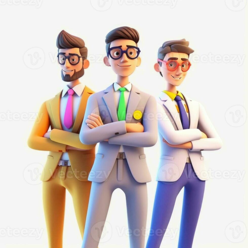 team of young businessmen. 3d illustration. 3d rendering. teamwork.ai generation photo