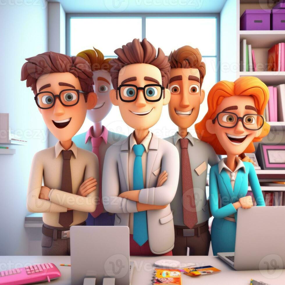 team of young businessmen. 3d illustration. 3d rendering. teamwork.ai generation photo