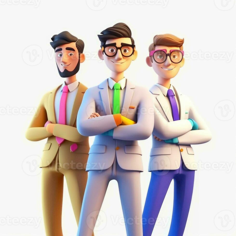 team of young businessmen. 3d illustration. 3d rendering. teamwork.ai generation photo