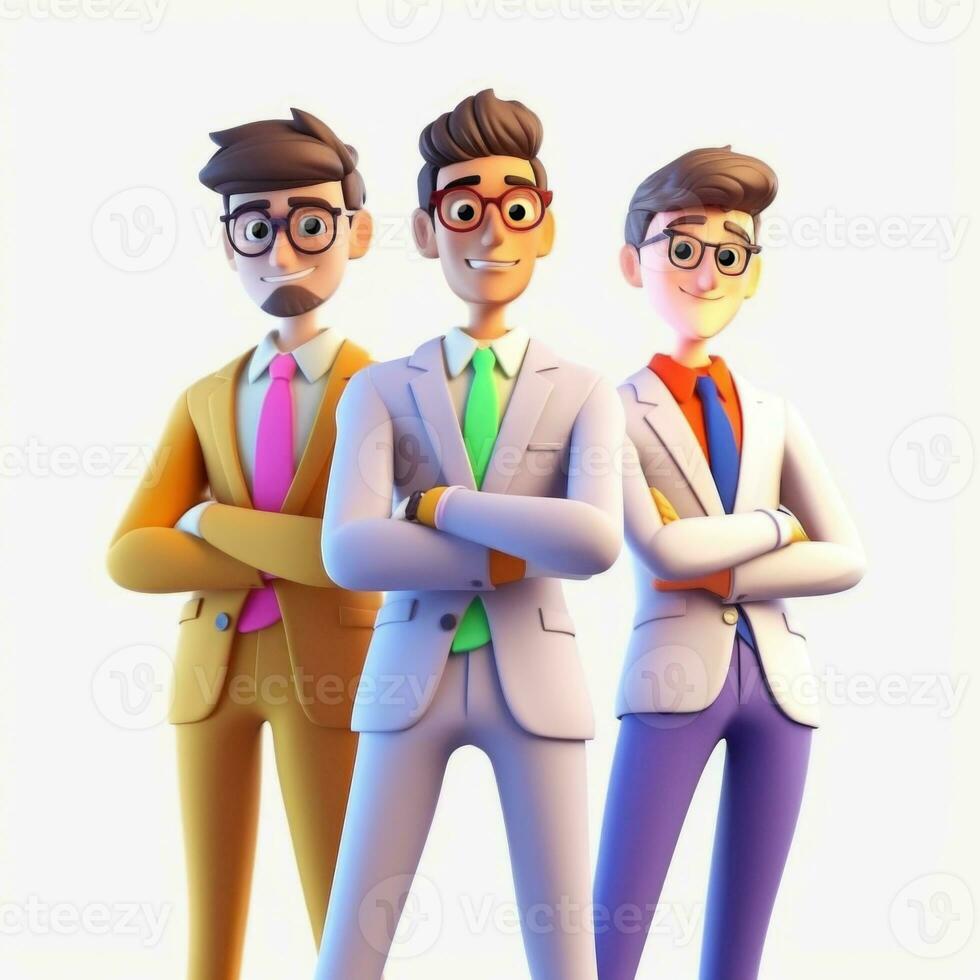 team of young businessmen. 3d illustration. 3d rendering. teamwork.ai generation photo