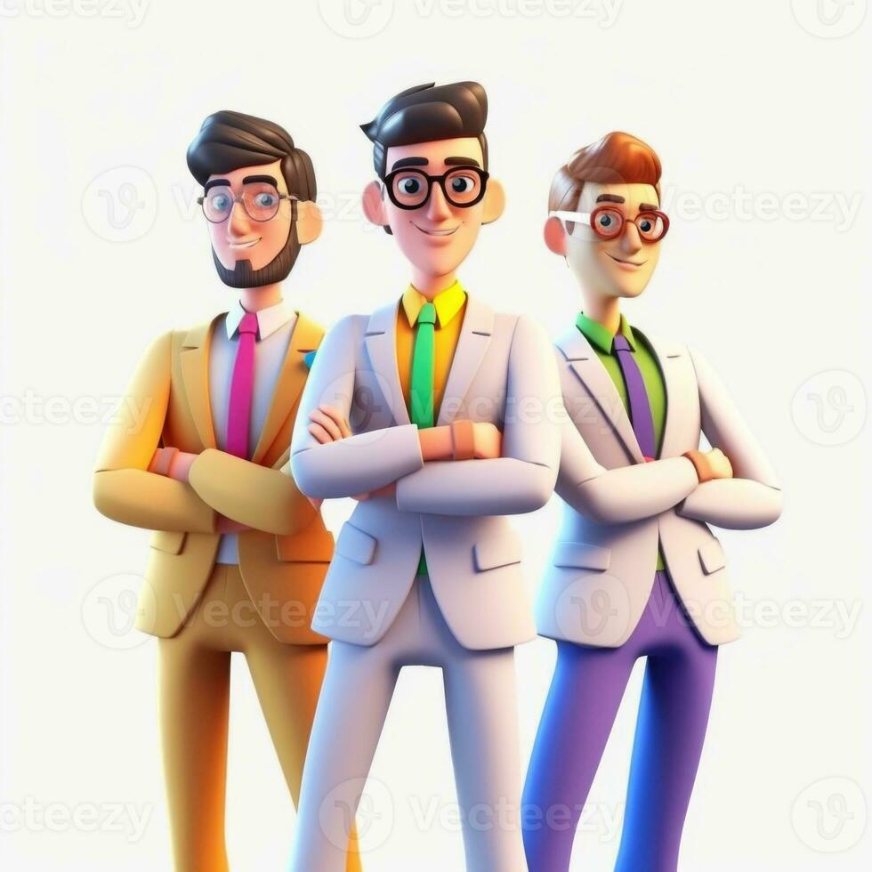 team of young businessmen. 3d illustration. 3d rendering. teamwork.ai generation photo