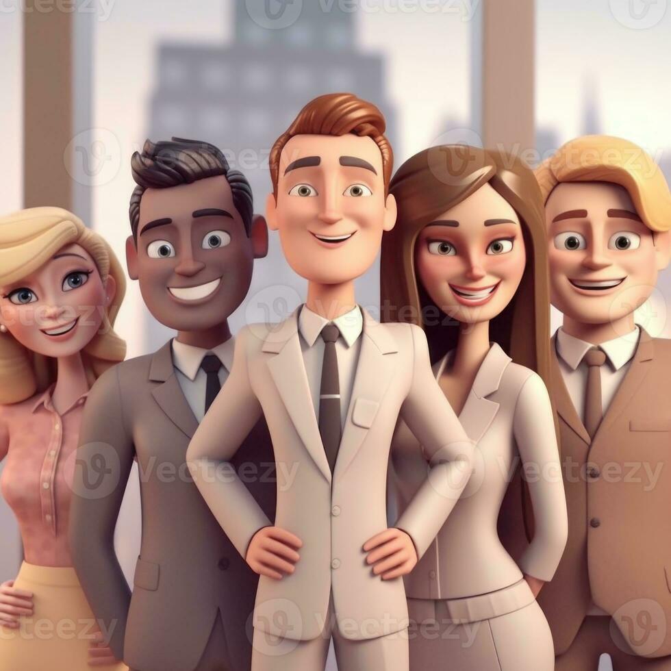 team of young businessmen. 3d illustration. 3d rendering. teamwork.ai generation photo