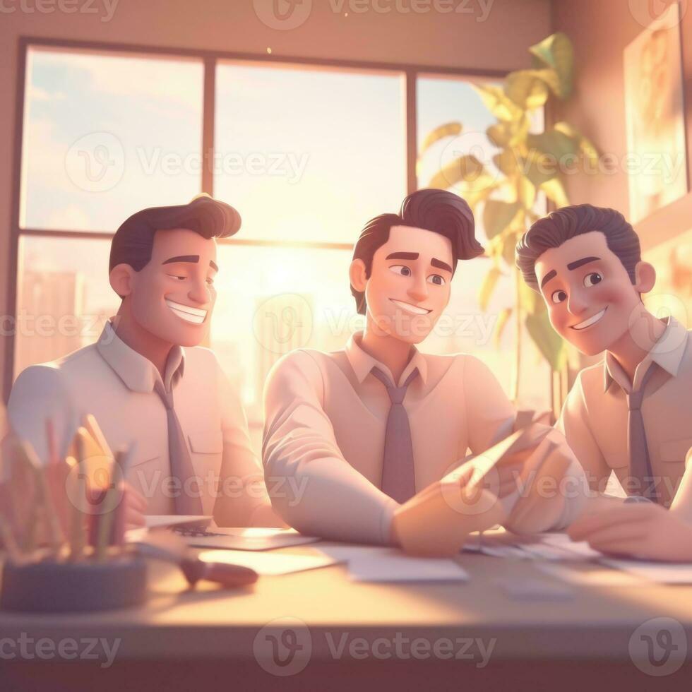 team of young businessmen. 3d illustration. 3d rendering. teamwork.ai generation photo