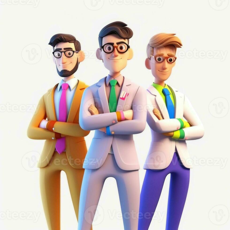 team of young businessmen. 3d illustration. 3d rendering. teamwork.ai generation photo