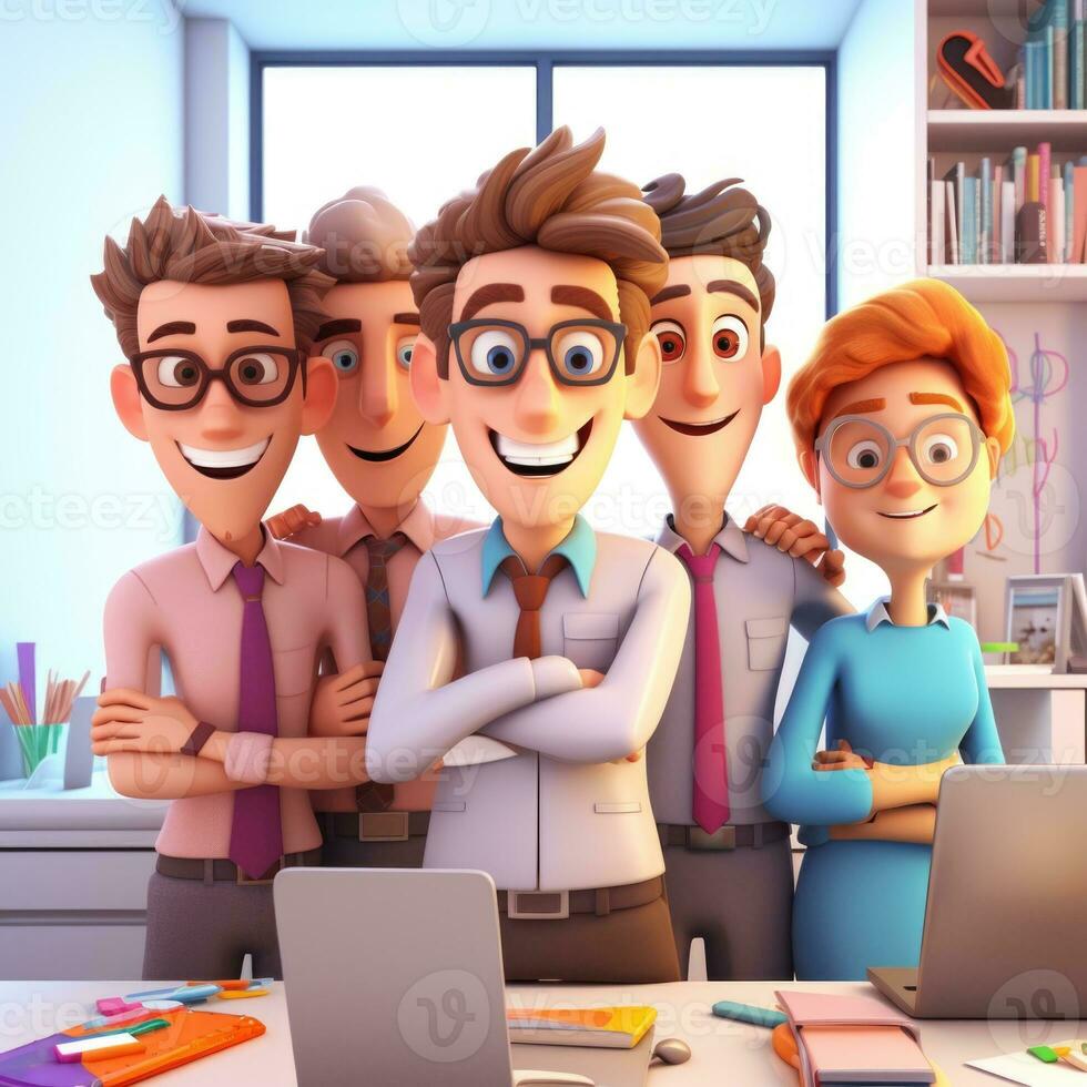 team of young businessmen. 3d illustration. 3d rendering. teamwork.ai generation photo