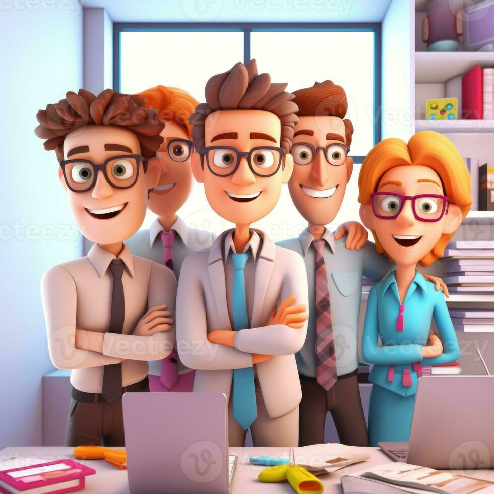 equipo de joven empresarios. 3d ilustración. 3d representación. trabajo en equipo.ai Generacion foto