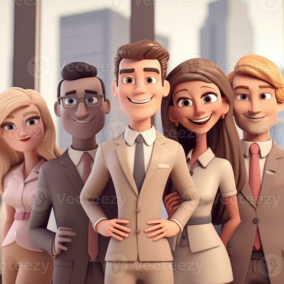 team of young businessmen. 3d illustration. 3d rendering. teamwork.ai generation photo