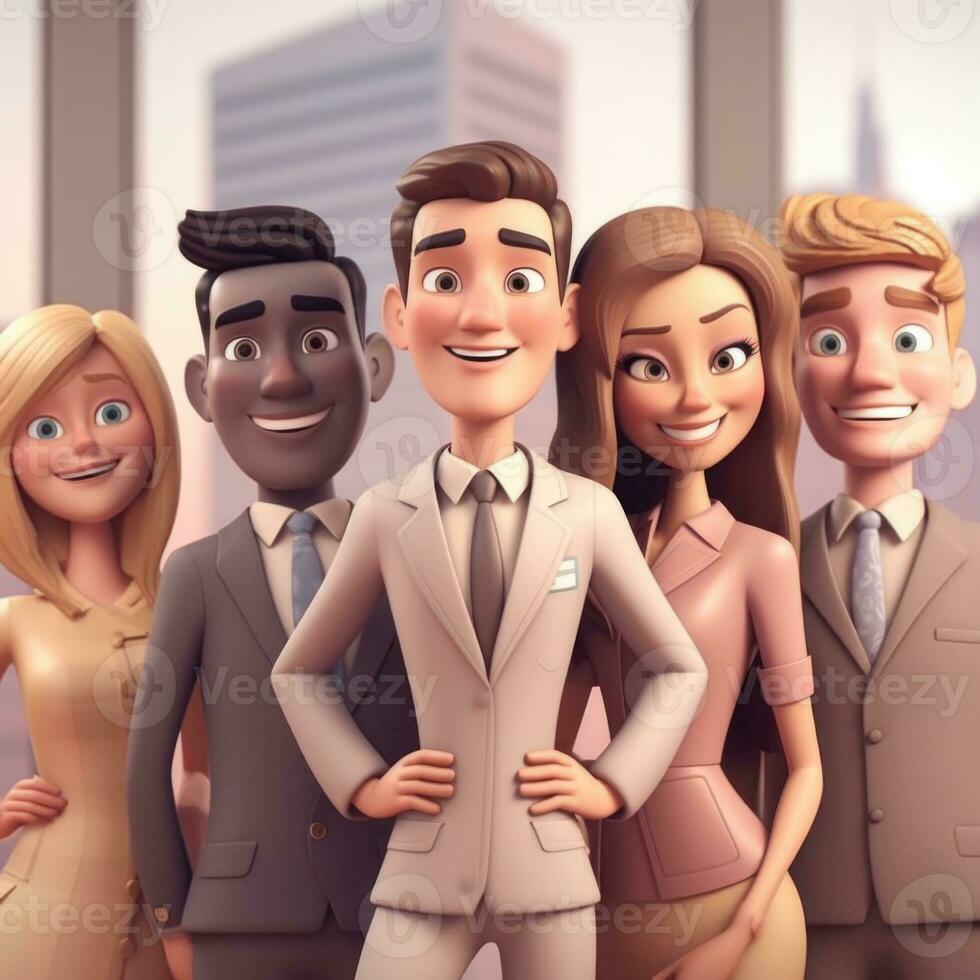 team of young businessmen. 3d illustration. 3d rendering. teamwork.ai generation photo