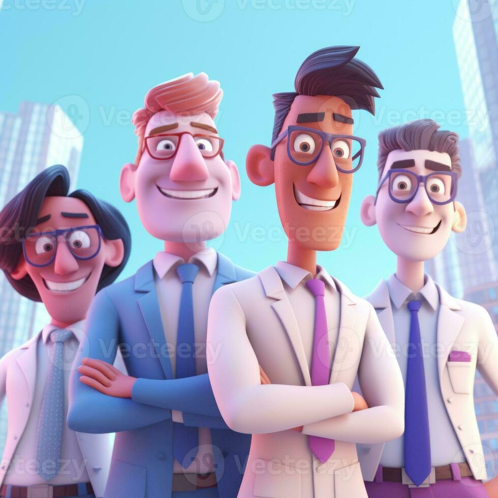 team of young businessmen. 3d illustration. 3d rendering. teamwork.ai generation photo