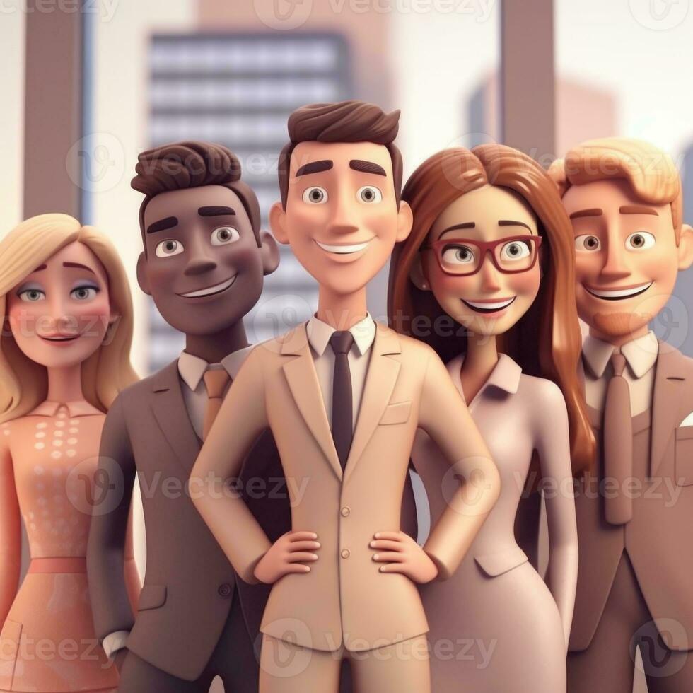 team of young businessmen. 3d illustration. 3d rendering. teamwork.ai generation photo