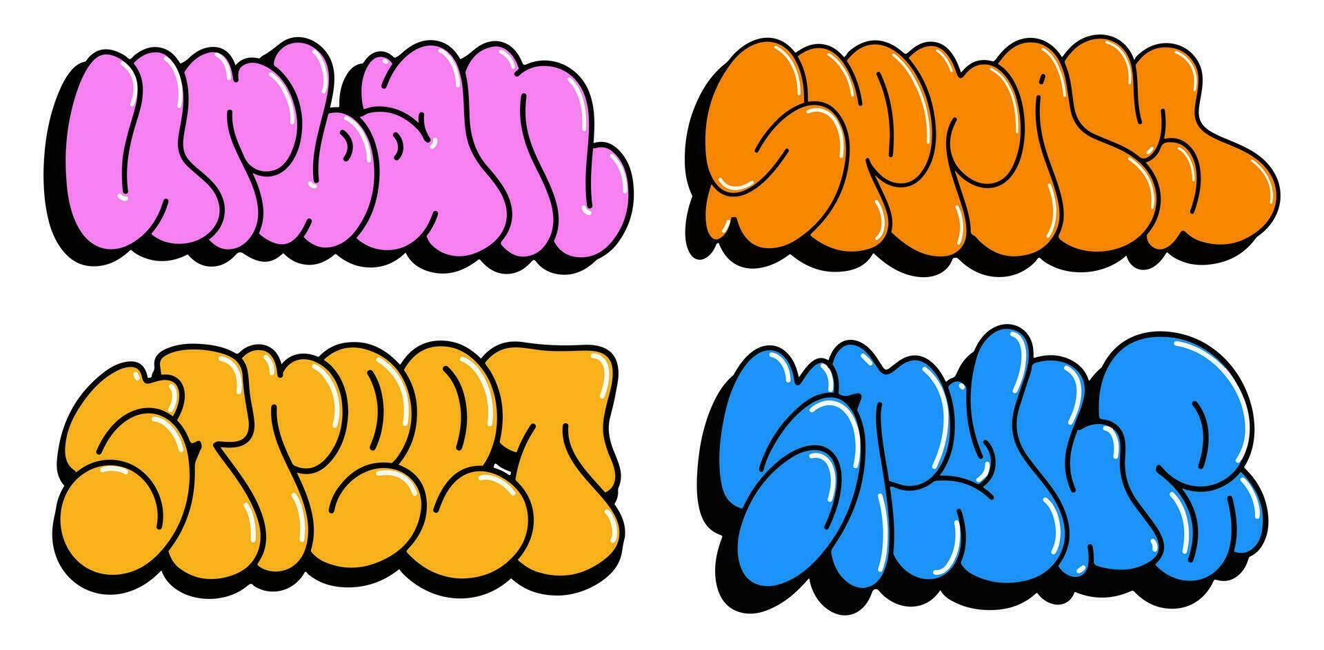 multicolored background, graffiti letters, bright colored inscriptions in the style of graffiti street art vector