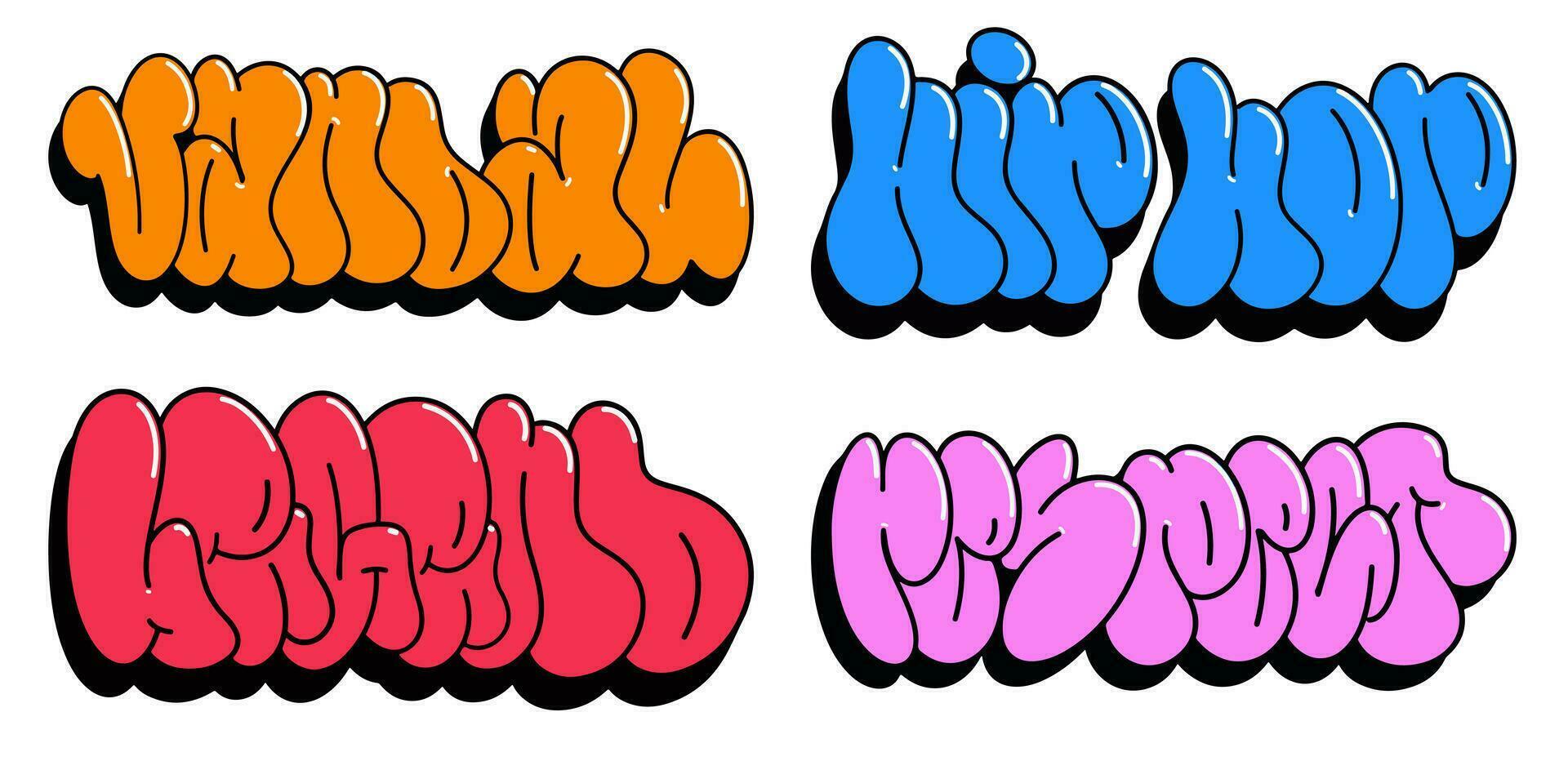 multicolored background, graffiti letters, bright colored inscriptions in the style of graffiti street art vector