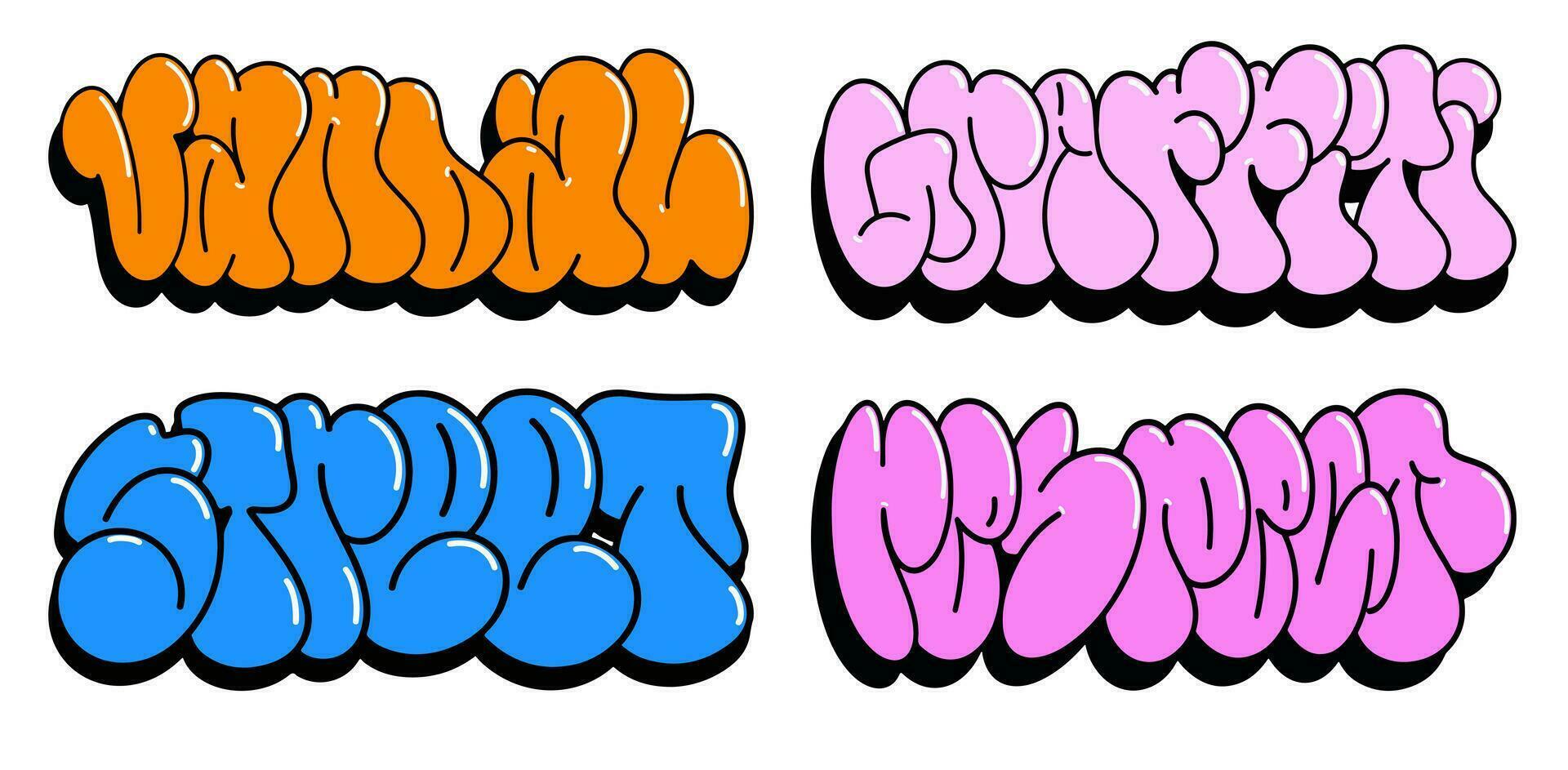 multicolored background, graffiti letters, bright colored inscriptions in the style of graffiti street art vector