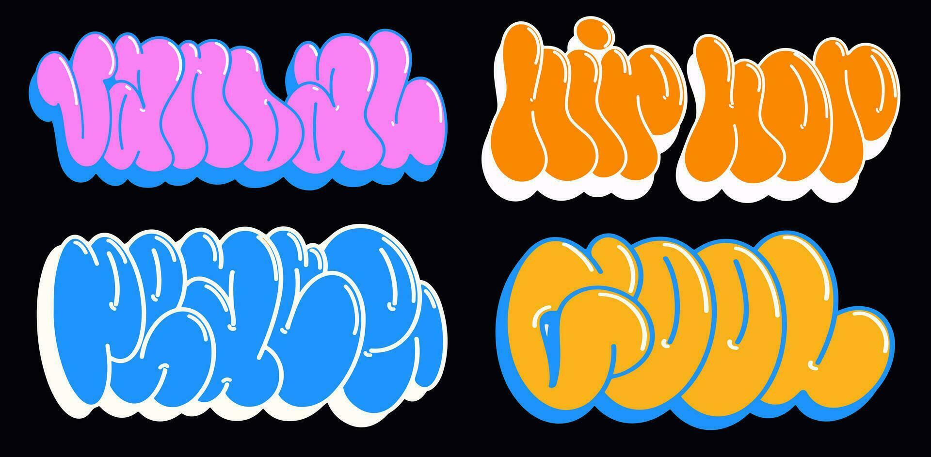 multicolored background, graffiti letters, bright colored inscriptions in the style of graffiti street art vector