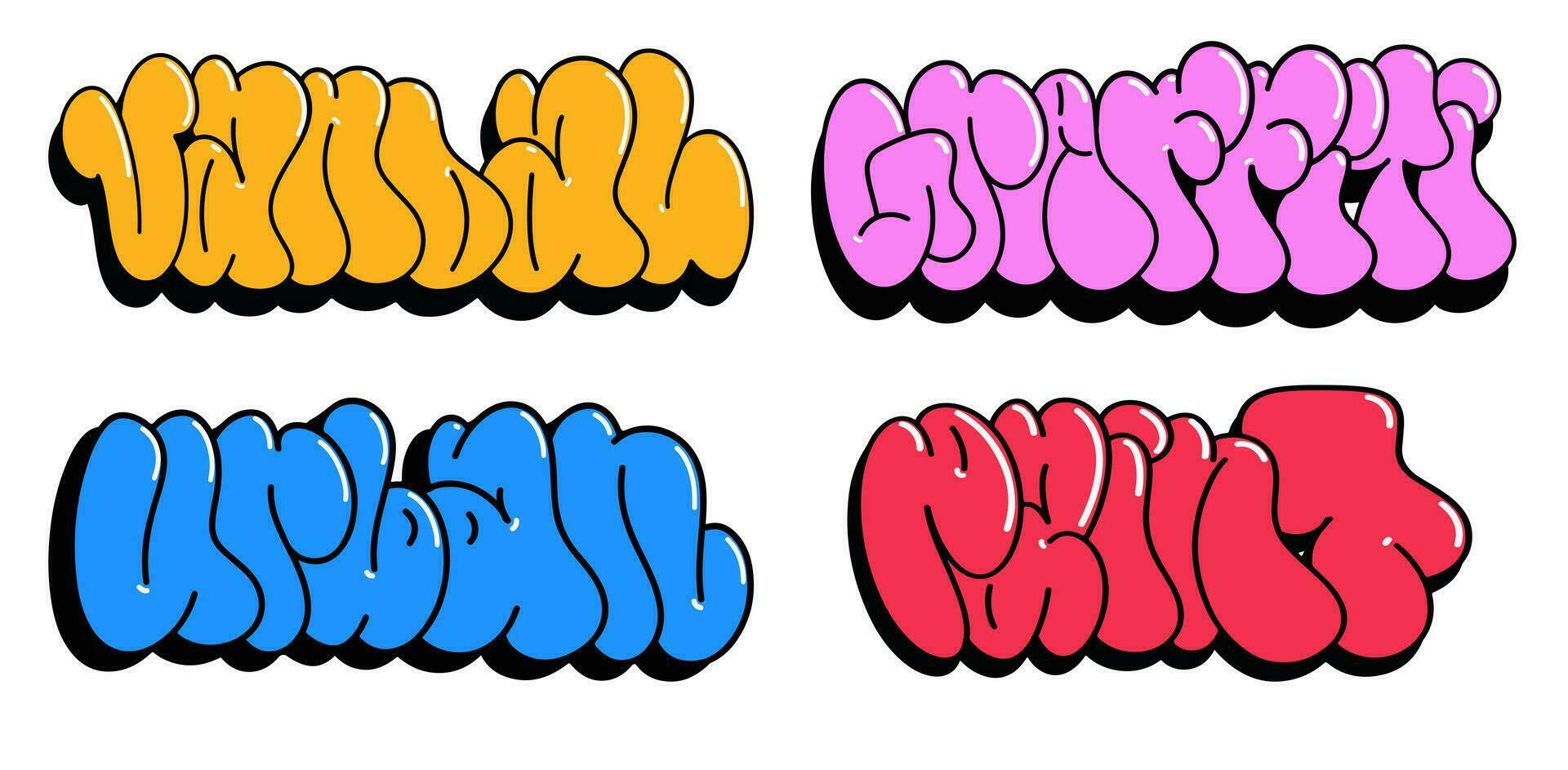 multicolored background, graffiti letters, bright colored inscriptions in the style of graffiti street art vector