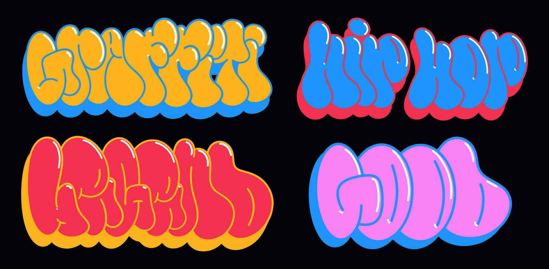 multicolored background, graffiti letters, bright colored inscriptions in the style of graffiti street art vector