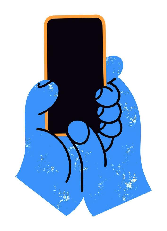 hands holding mobile phones with social media icons. vector