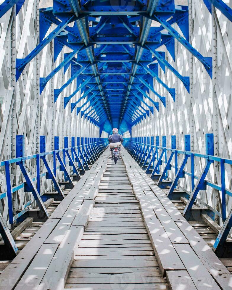 Cirahong bridge, dual function bridge, vehicle traffic bridge and also a railway bridge in Manonjaya, Tasikmalaya and Ciamis border, West Java, Indonesia photo