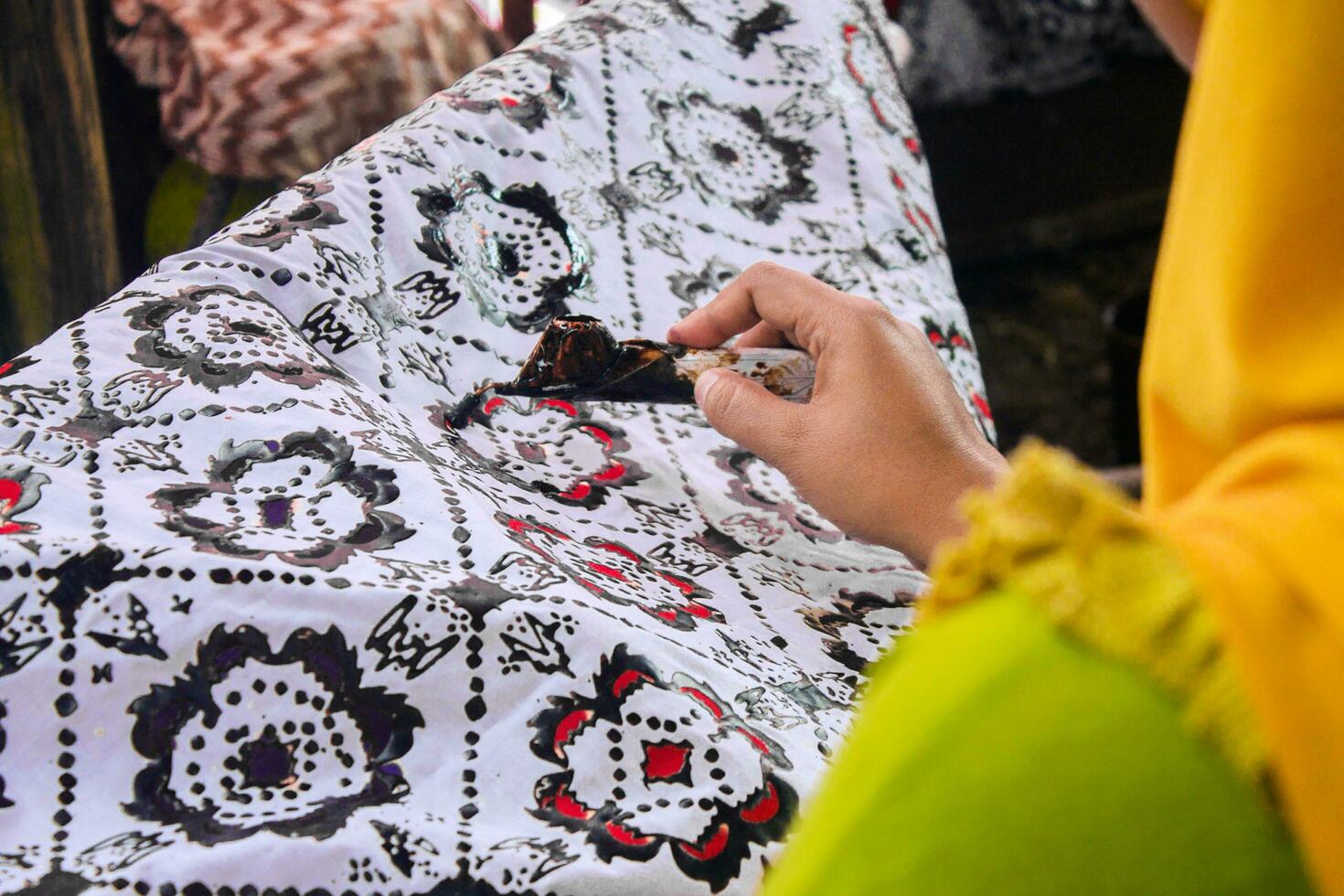 Coloring batik that has been drawn in Tasikmalaya, West Java, Indonesia photo