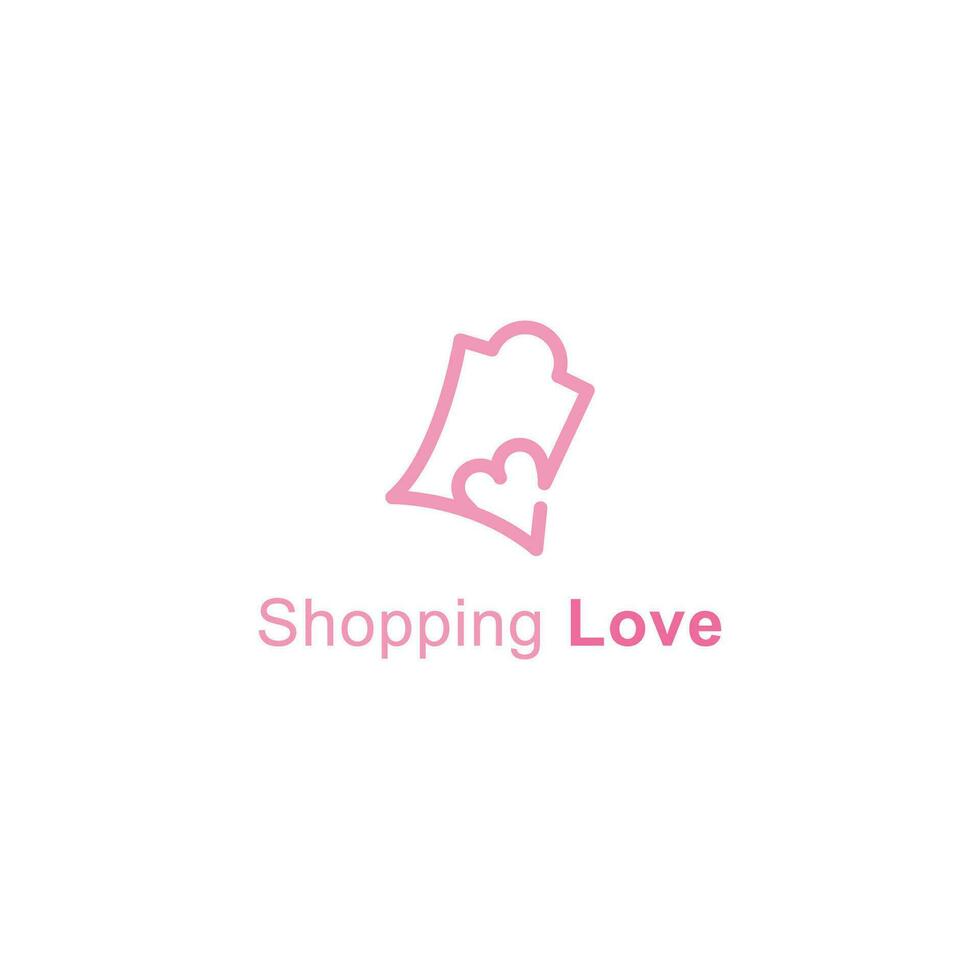compras entrega logo sencillo ilustración, rosado amor compras bolso vector