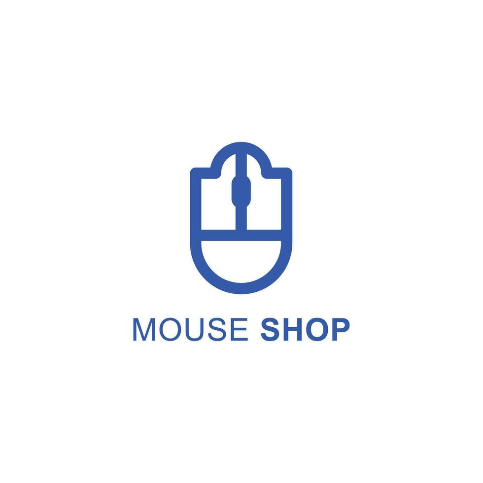 simple mouse and shopping bag vector logo.