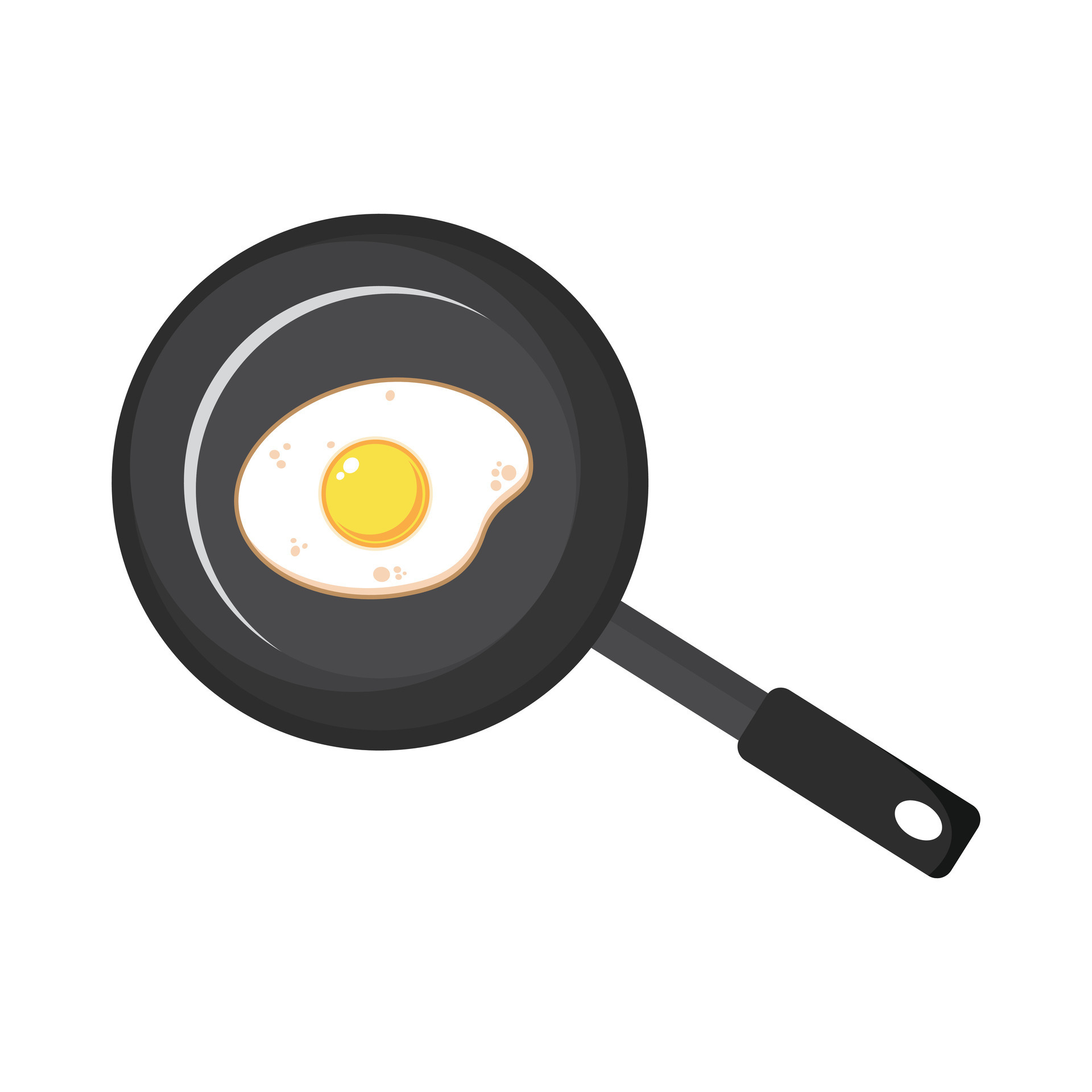 Sunny side egg cook at Frying pan vector flat design illustration asset