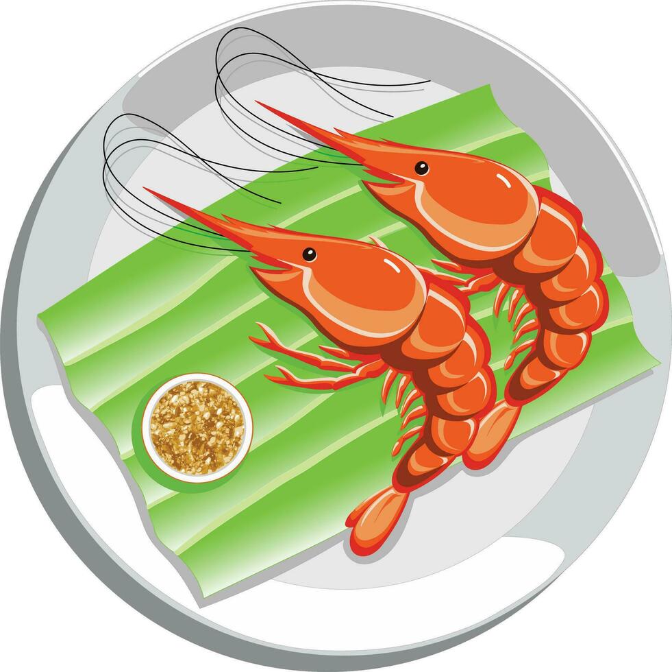 Seafood shrimp. Digital art painting to file eps10. vector