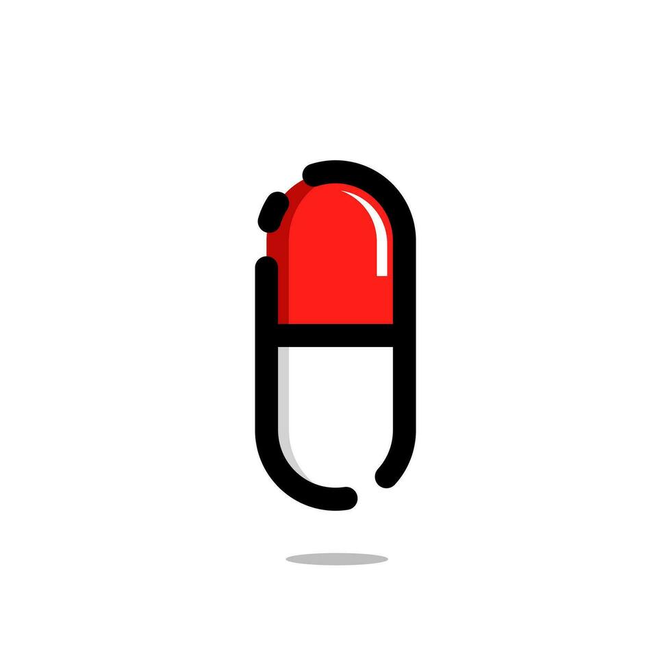filled outline capsule pill vector icon flat design