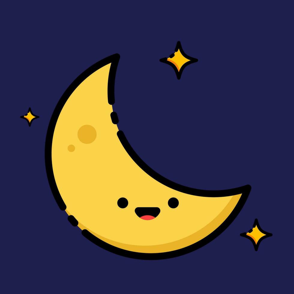 filled outline moon icon vector icon flat design