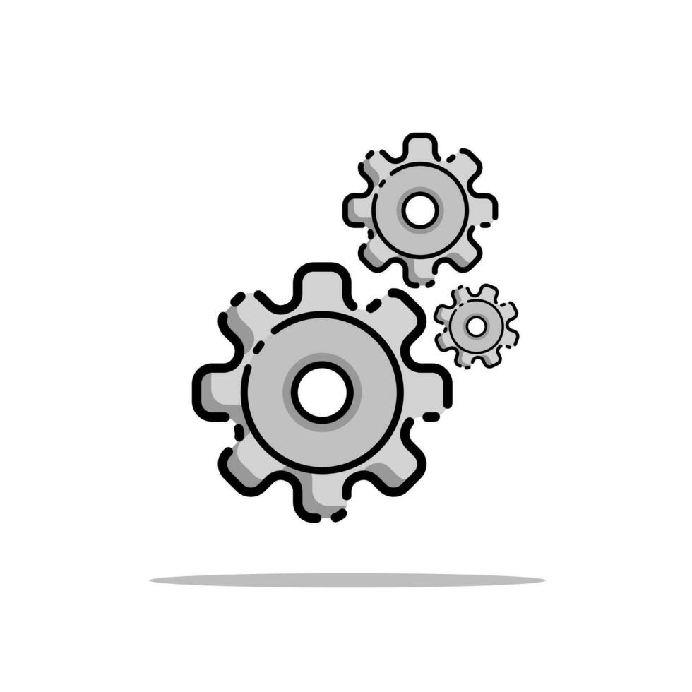filled outline cog icon vector icon flat design