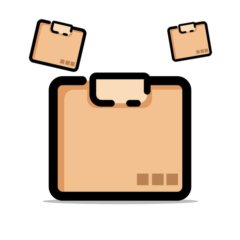 filled outline parcel box vector icon flat design isolated on white