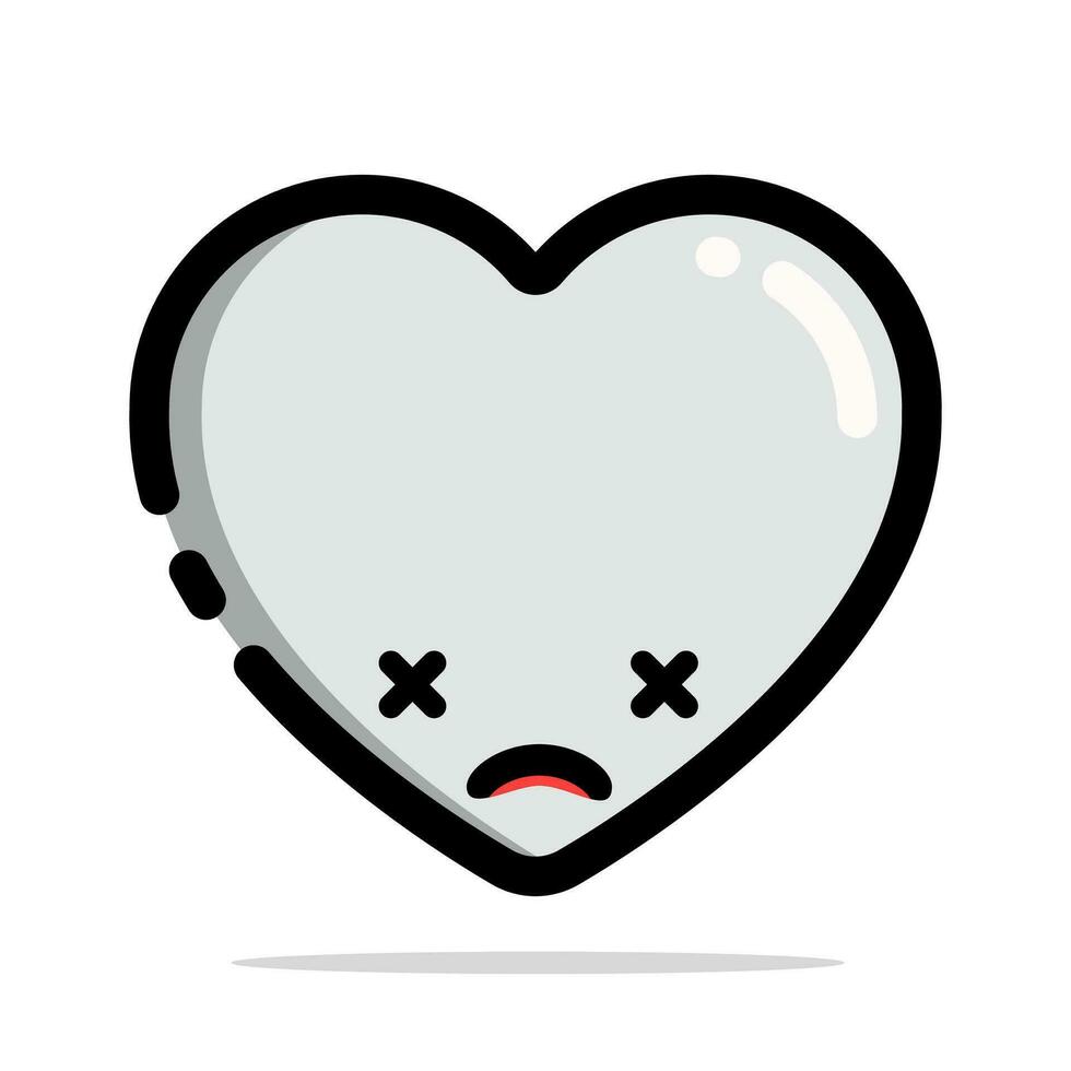 filled outline heart vector icon flat design