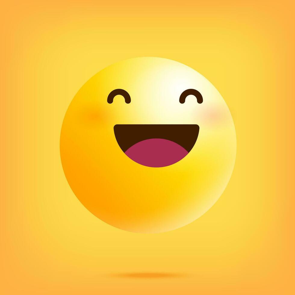 Smiling yellow emoticon on a yellow background vector