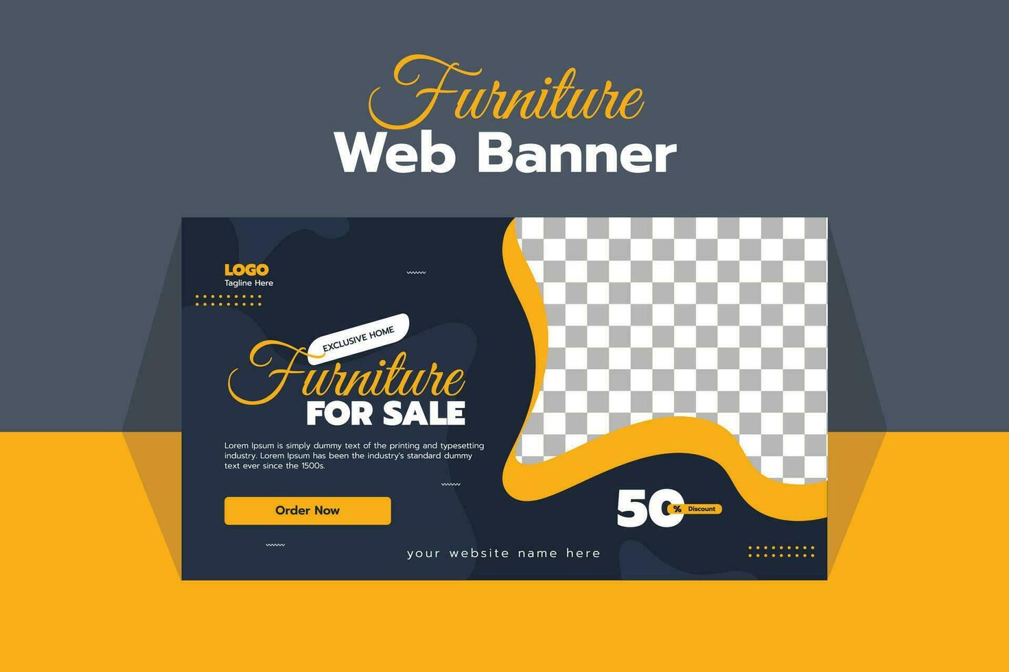 Furniture sale web banner template design vector