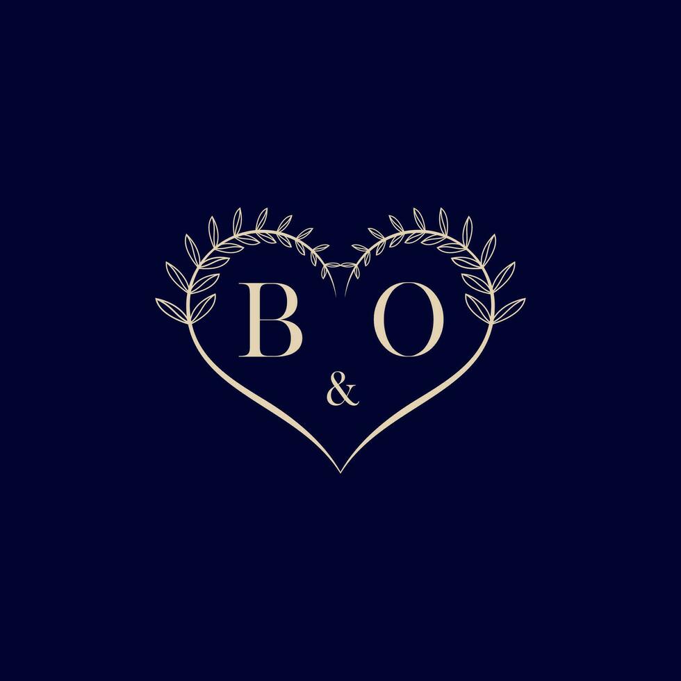 BO floral love shape wedding initial logo vector