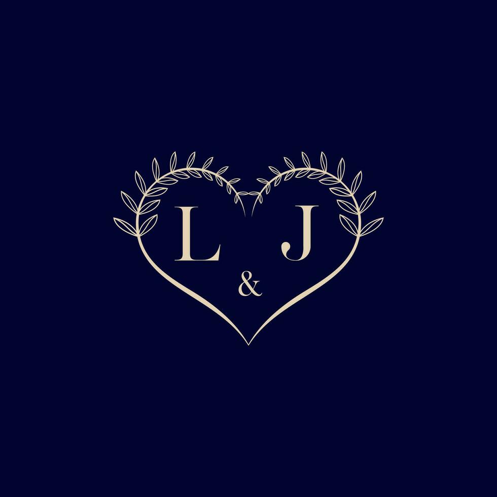 LJ floral love shape wedding initial logo vector